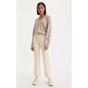 Levi's Women 30 Premium Middy Corduroy Cotton Ankle Bootcut Pants Off White